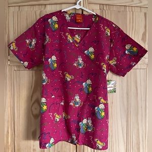 NEW Nickelodeon Scrub Top Women’s Medium~Rugrats Scrub Top~Rocko’s Modern Life